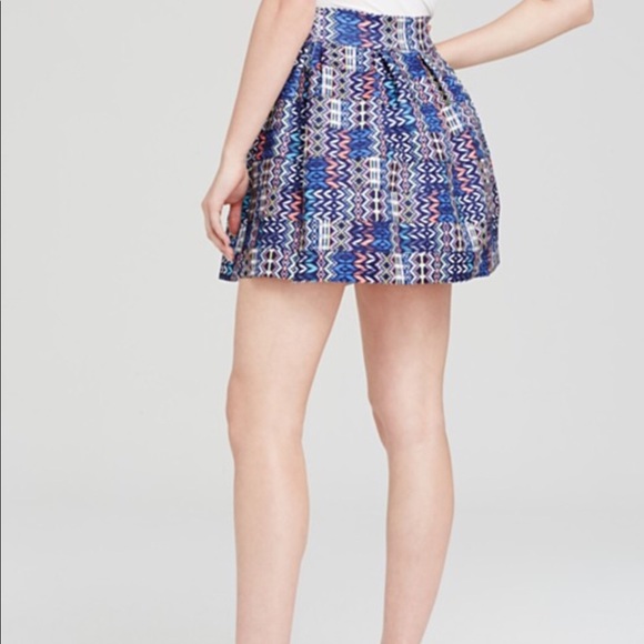 Aqua Blue Neon Geometric Aztec Print Bandage Skirt - Picture 2 of 12